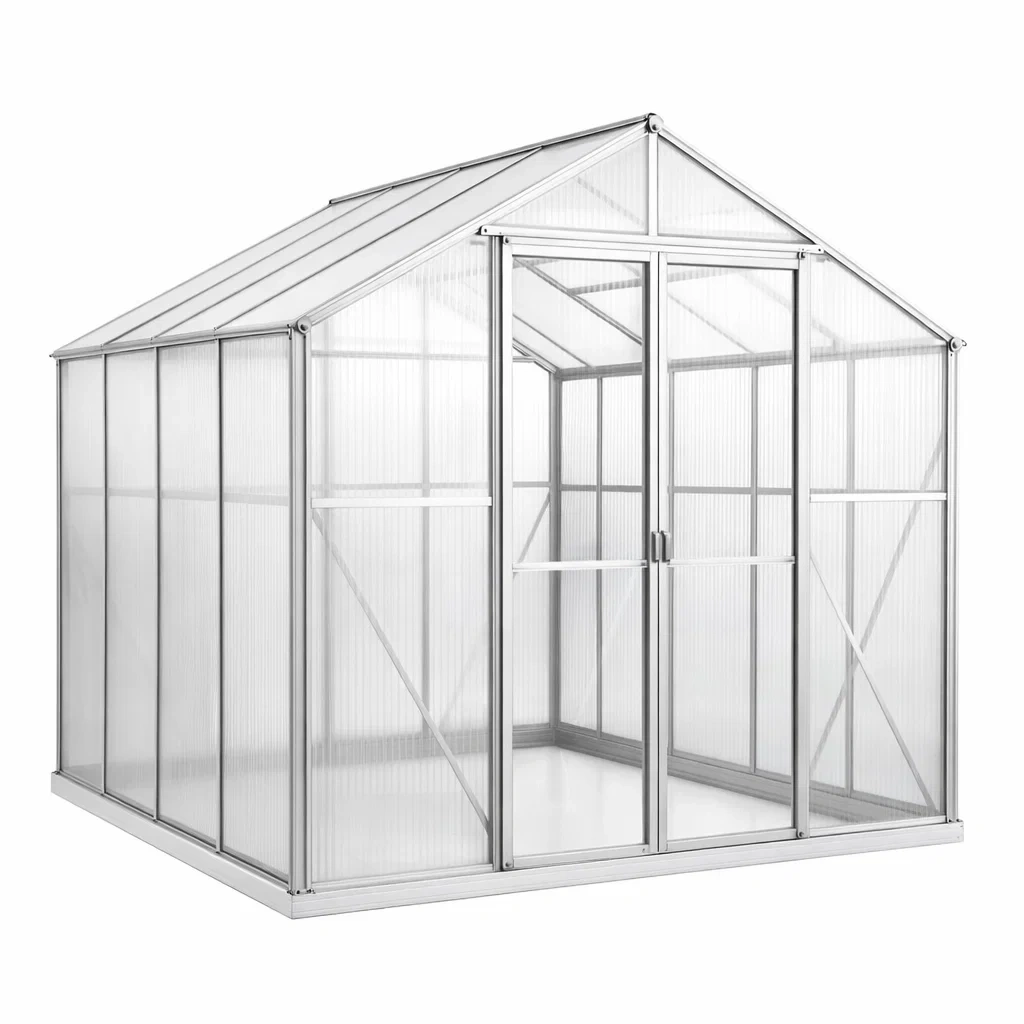Gewächshaus Aluminium Polycarbonat 190x250x195 cm-homfetra