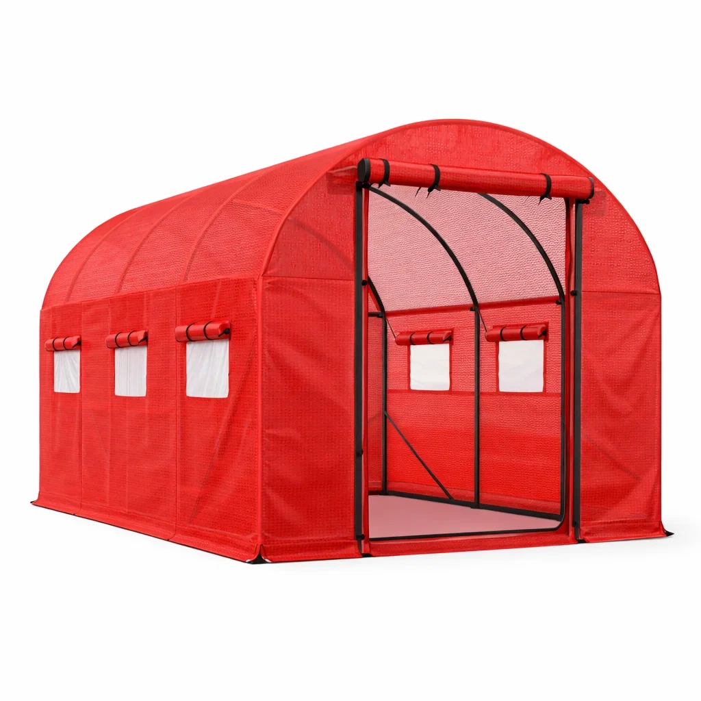 Gewächshaus Tunnelzelt 300x200x200 cm Rot PE-homfetra