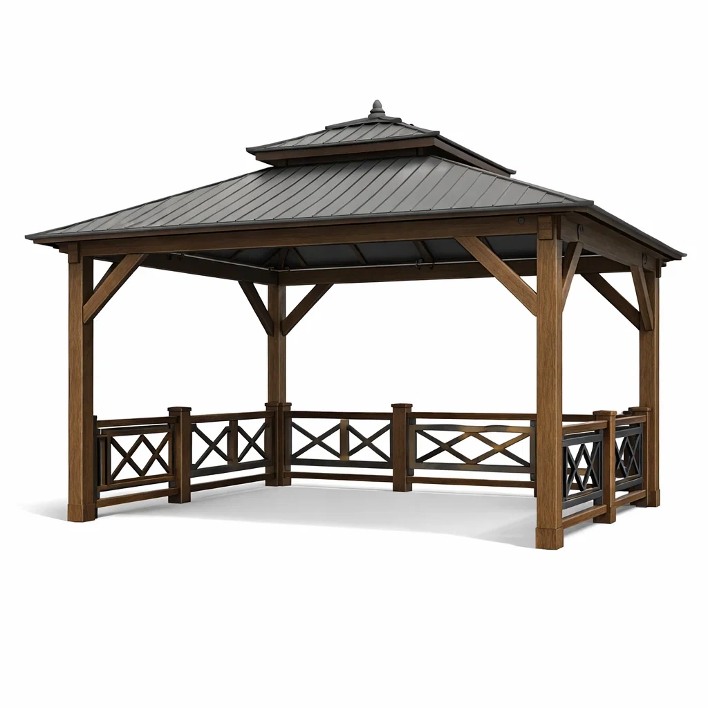 Holz-Pavillon mit Stahl-Dach 300x400 cm-homfetra