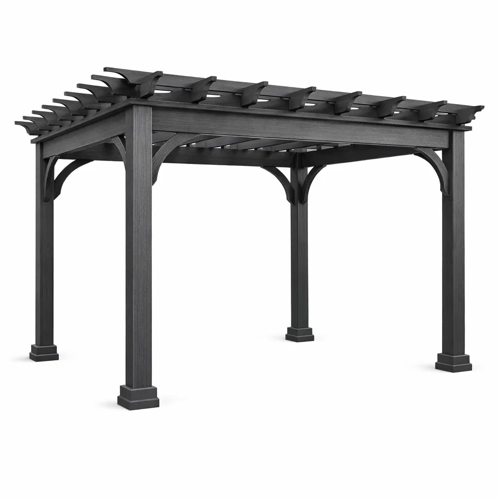 Pergola aus Vinyl in Holzoptik Dunkelgrau 360x300x227 cm-homfetra
