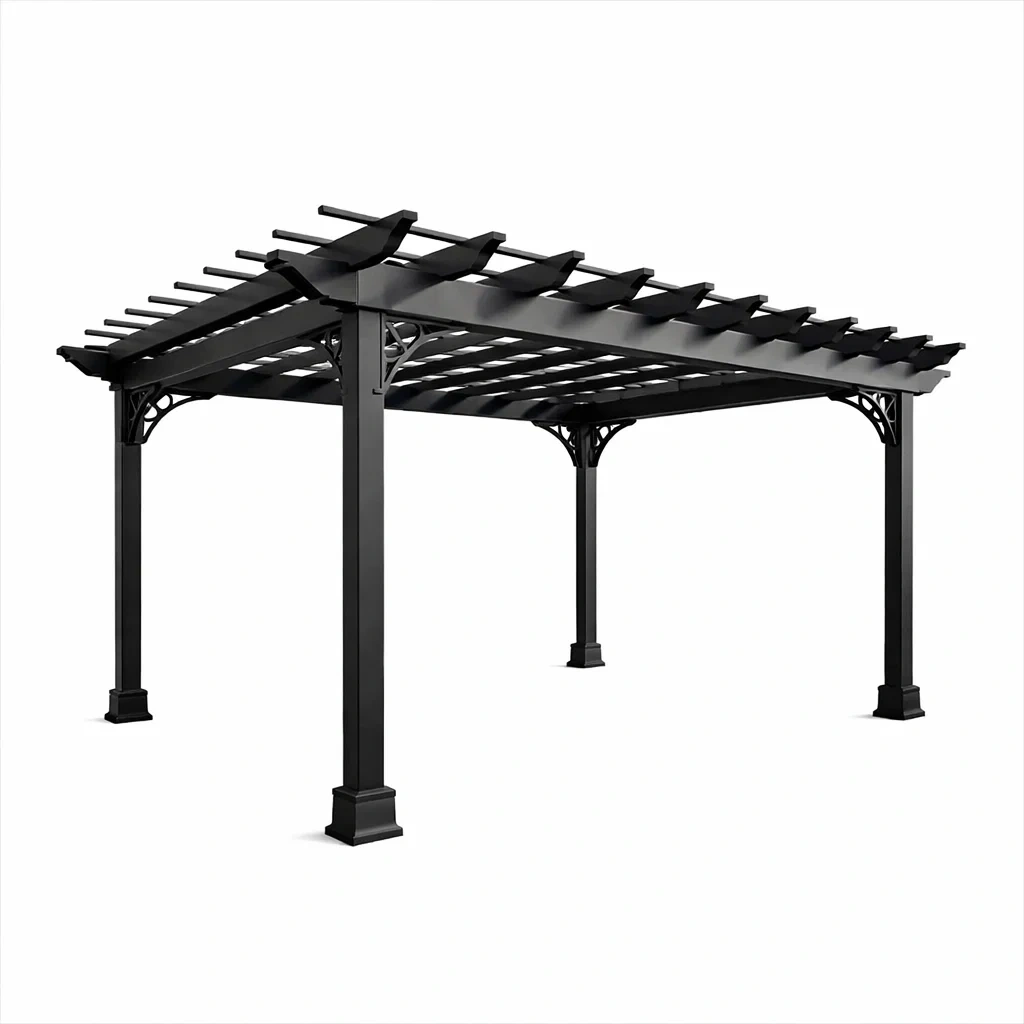 Metall Pergola Schwarz 300 cm x 400 cm-homfetra