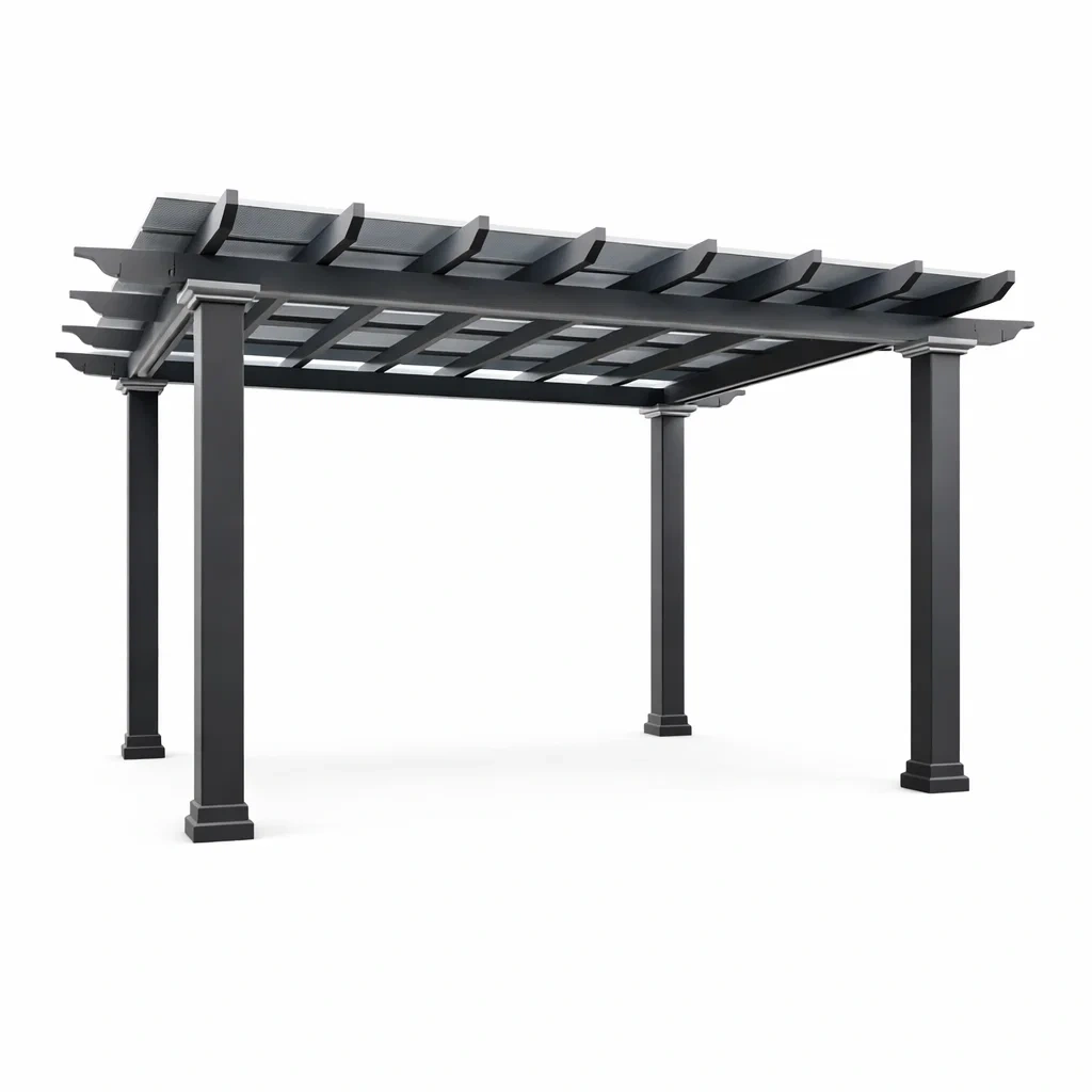 Aluminium Pergola Anthrazit mit Polycarbonatdach 300x360x240 cm-homfetra
