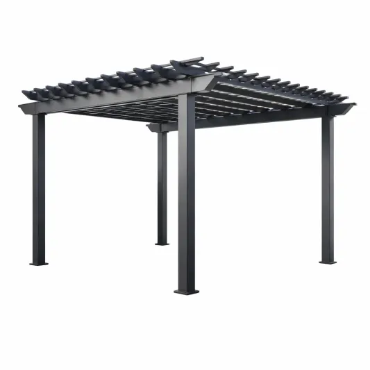 Aluminium Pergola Schwarz 300 x 300 x 240 cm-homfetra