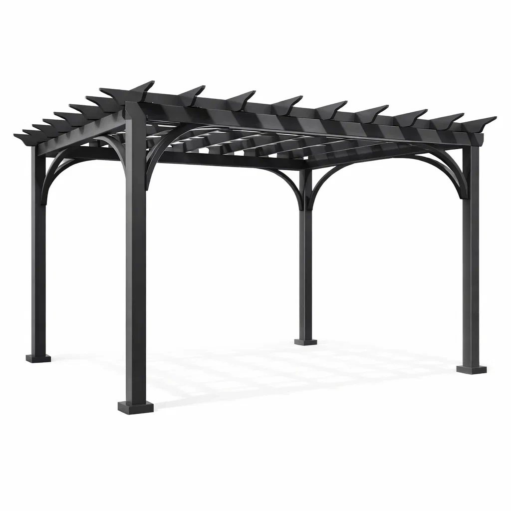 Pergola Gartenpavillon aus Aluminium Schwarz 3x4m-homfetra