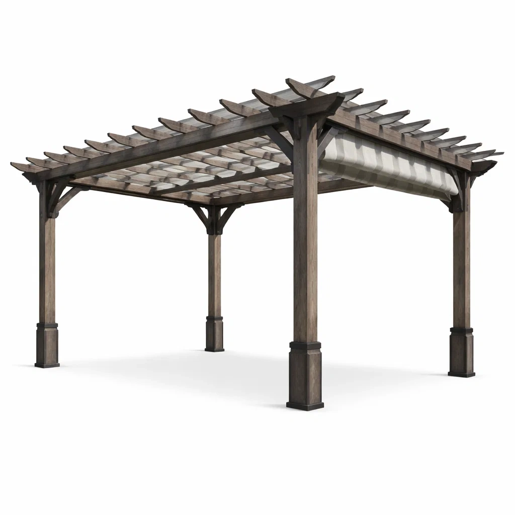 Holz Gartenpergola mit Polyesterdach 300x300x250 cm-homfetra
