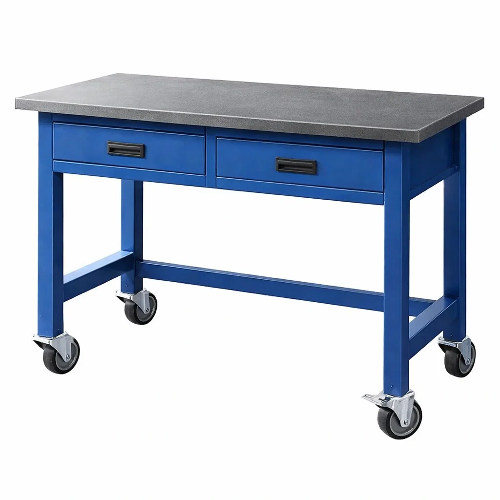 Werkbank mit Schubladen Blau Stahl 120cm-homfetra