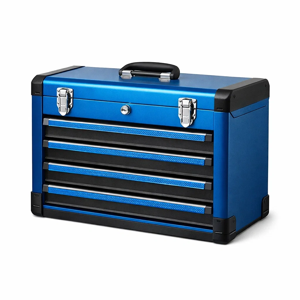 Metall Werkzeugkiste mit 5 Schubladen Blau 52cm-homfetra