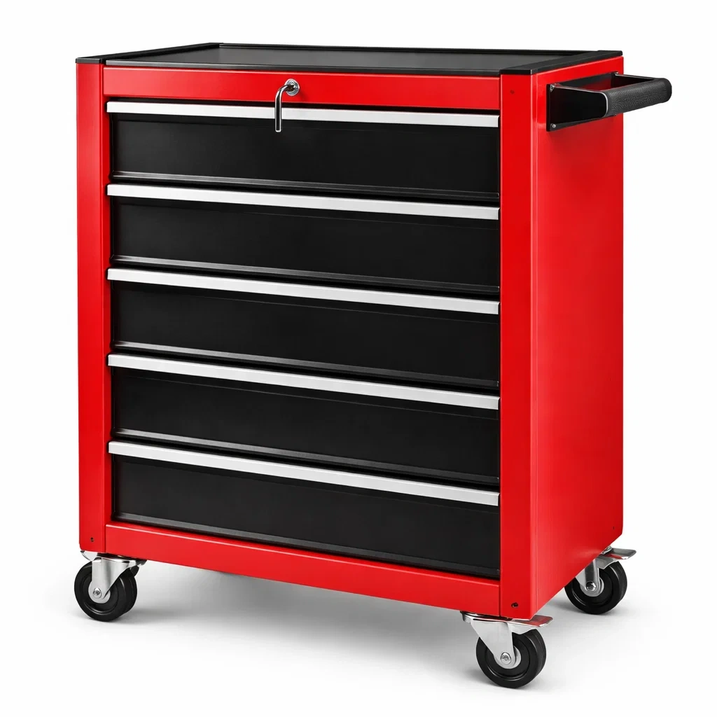Werkzeugwagen mit 6 Schubladen Metall Rot/Schwarz 70x33x88 cm-homfetra