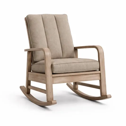 Schaukelstuhl Eichenholz Beige Bezug-homfira
