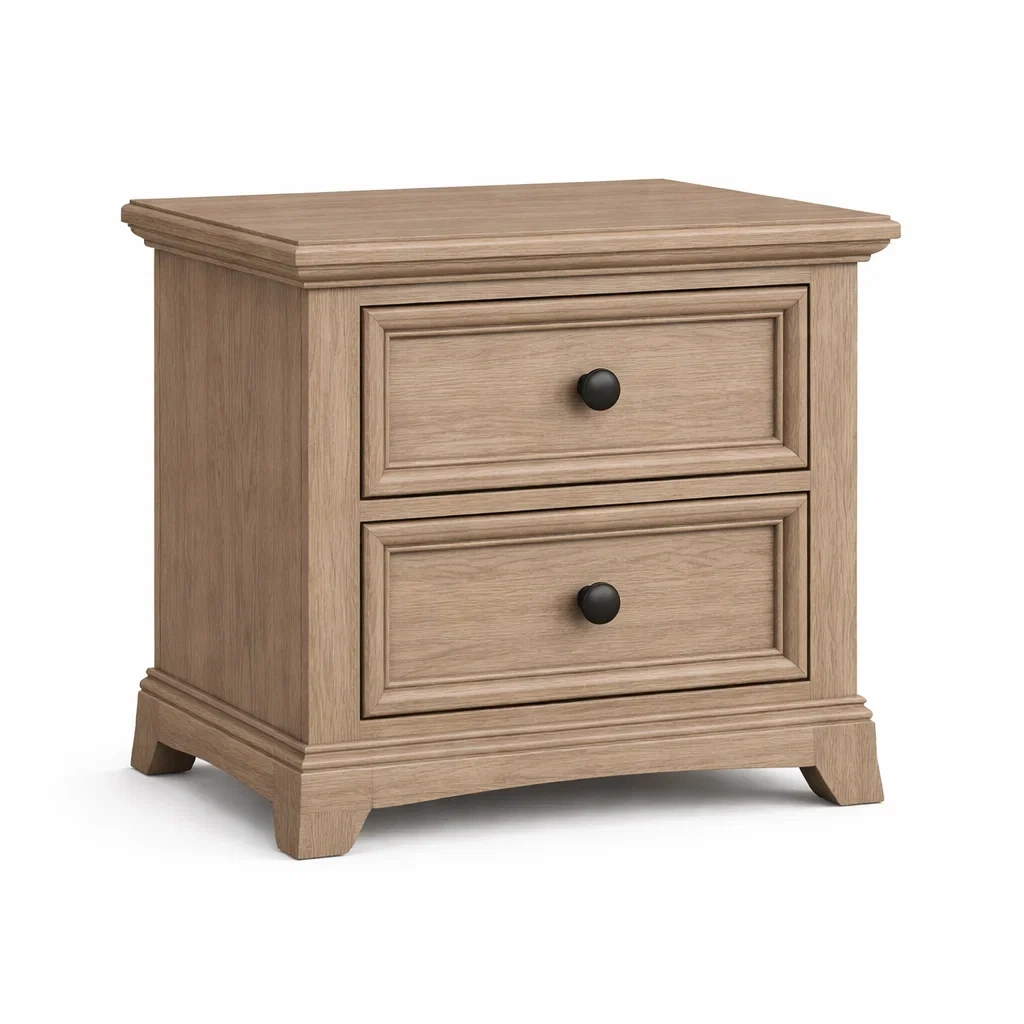 Nachttisch mit 2 Schubladen Eiche Beige 60x40x55cm-homfira