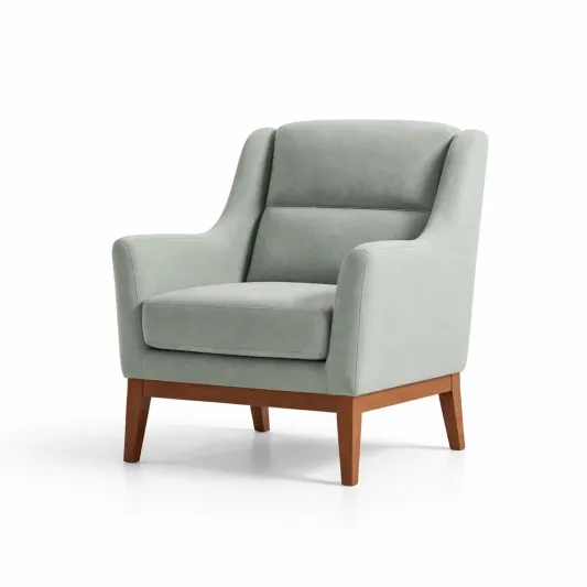 Sessel Stoff Hellgrau Gummibaumholz 80x85x100cm-homfira