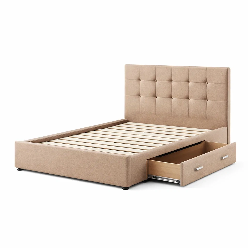 Polsterbett mit Schubladen Beige 200x180 cm-homfira