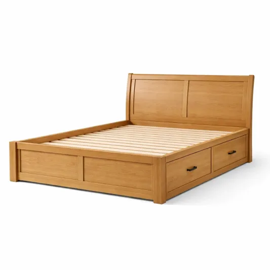 Holzbett mit Schubladen Eiche 200x160 cm-homfira