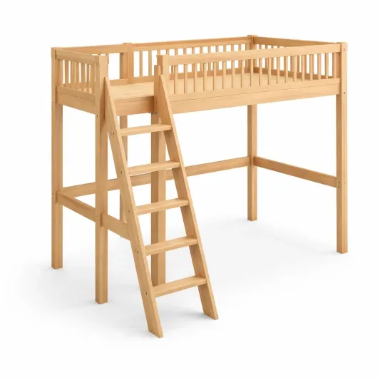 Hochbett aus Massivholz mit Leiter, 200 x 90 cm-homfira