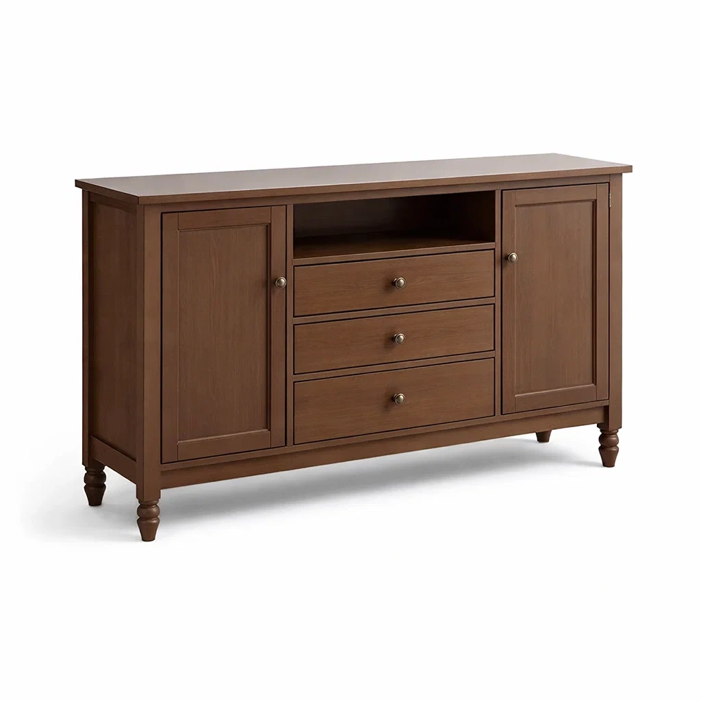 Sideboard aus Kiefernholz mit 2 Türen und 3 Schubladen Braun-homfira