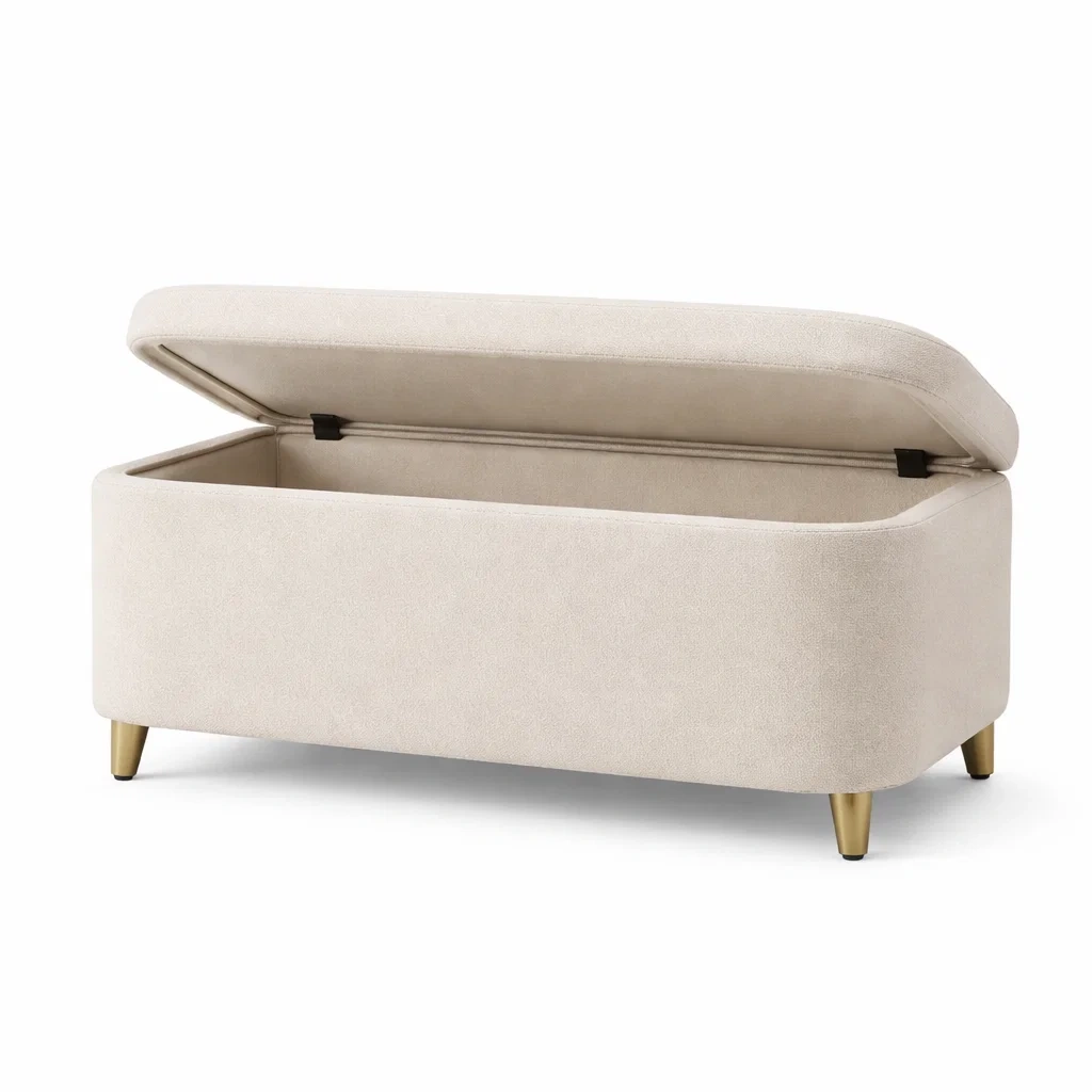 Sitzbank mit Stauraum Beige Samt 120x40x45 cm-homfira