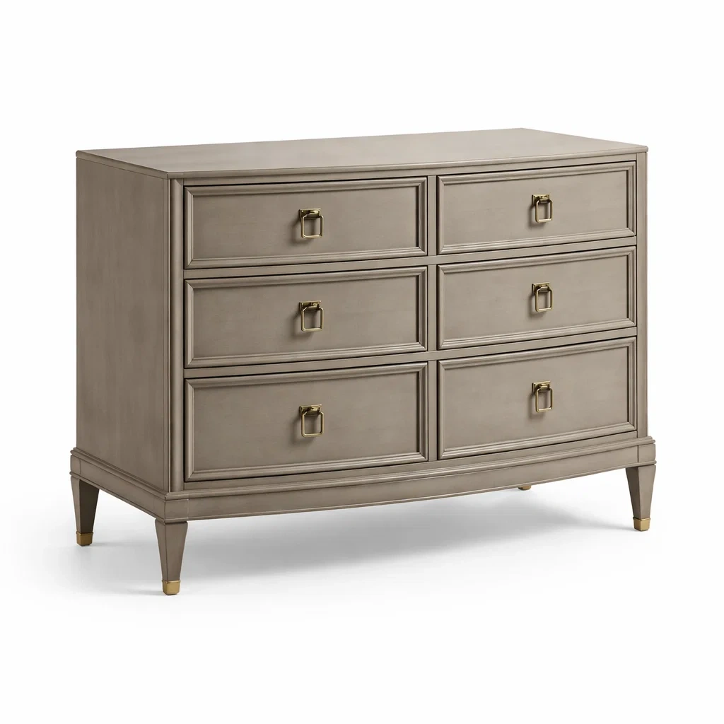 Holzkommode mit 6 Schubladen Beige 120x50x85cm-homfira