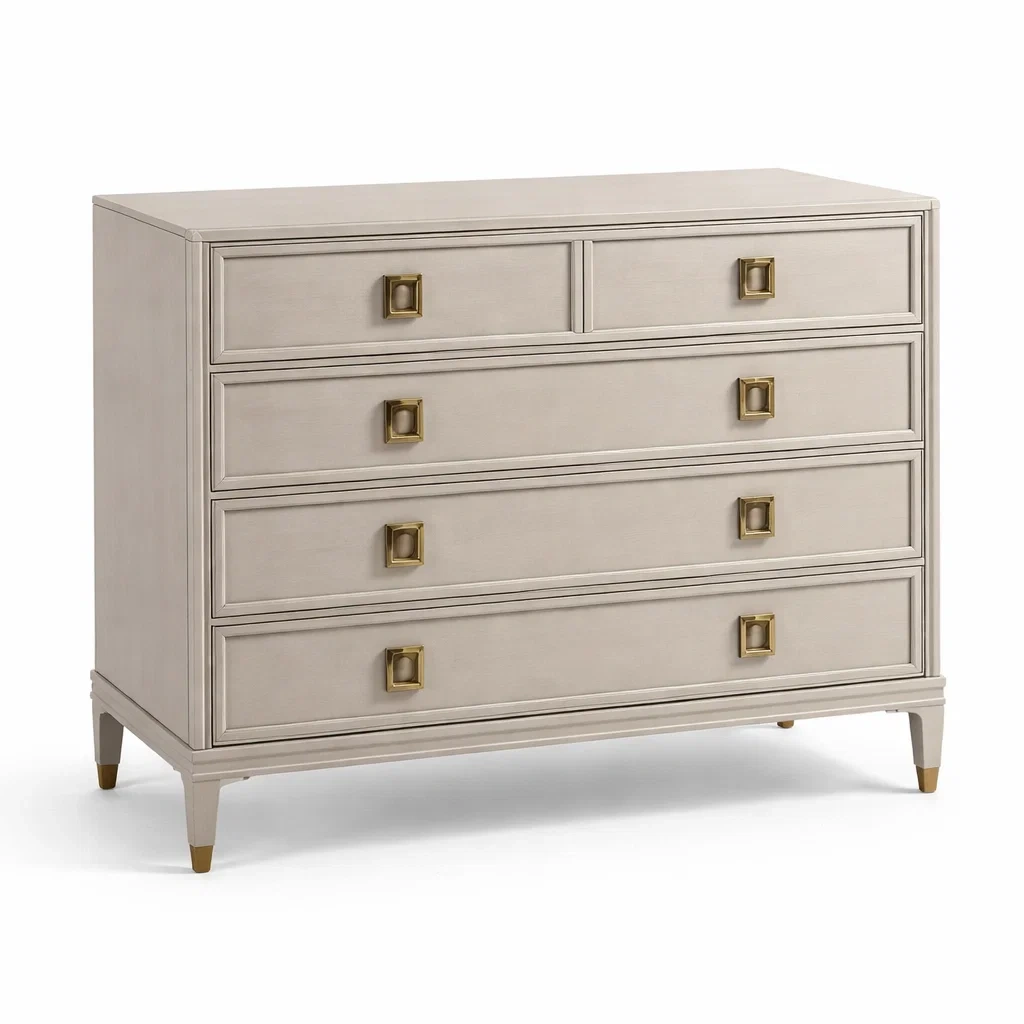 Kommode aus Holz mit Metallgriffen Beige-homfira