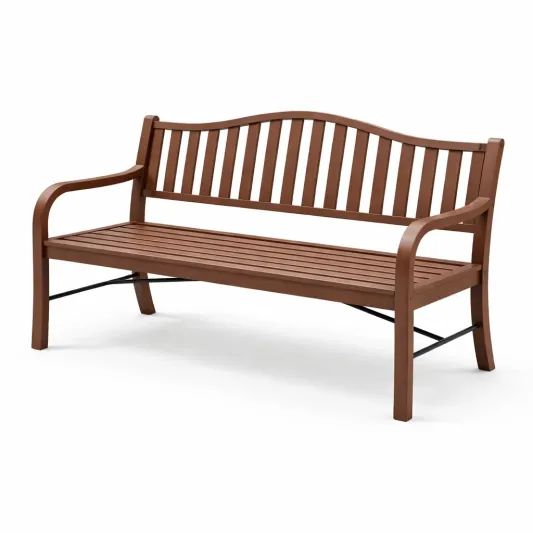Holzbank aus Hartholz und Stahl, Braun, 150 cm-delmavora