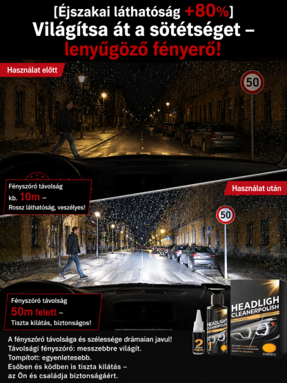🚨[1 Törlés = Új Lámpa]Hatékony tiszta autó fényszórók felújítási készlet | 3 Perc Alatt Eltünteti a Sárgulást | 12 Hónapos UV Védelem | 80%-kal Jobb Éjszakai Fényerő| Fényesítés + Nano Bevonat | Régi Lámpák Megmentője✨