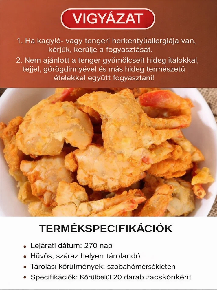 🦀Ropogós tengeri rák azonnal fogyasztható kis rákok | Egészben Ehető | Fűszeres & Umami Élmény | 0 Tartósítószer & Magas DHA/EPA