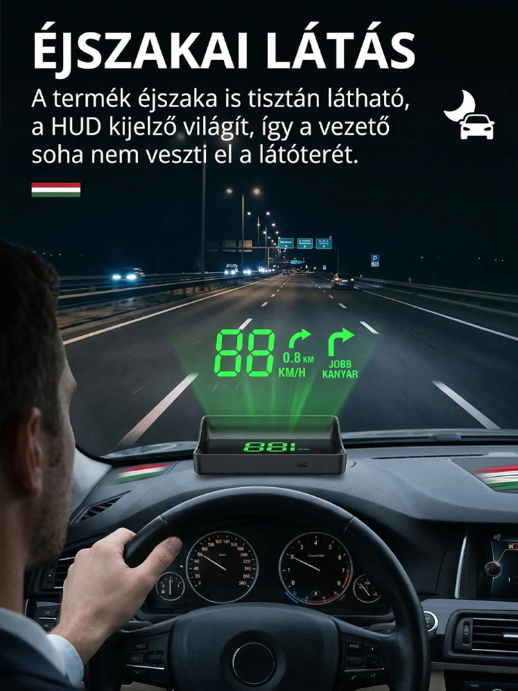 🌟 【Biztonságos Vezetés】Univerzális Autós HUD Kijelző | Szélvédőre Vetített GPS Sebességmérő