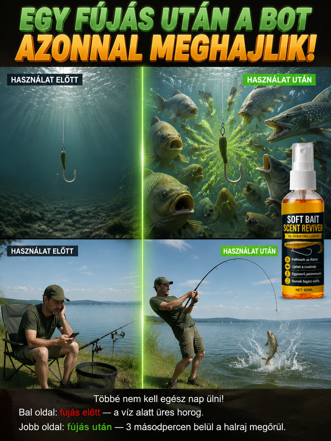🎣 Erős halcsali permet: 10x Gyorsabb Vonzás, Garantált Kapás⚡