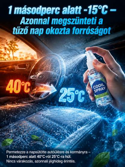 ❄️Tartós frissítő spray| 1 mp alatt -15°C| 3 órás tartós hőpajzs, Természetes menta kivonat, Bőrbarát❄️