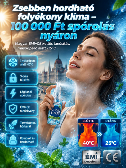 ❄️Tartós frissítő spray| 1 mp alatt -15°C| 3 órás tartós hőpajzs, Természetes menta kivonat, Bőrbarát❄️