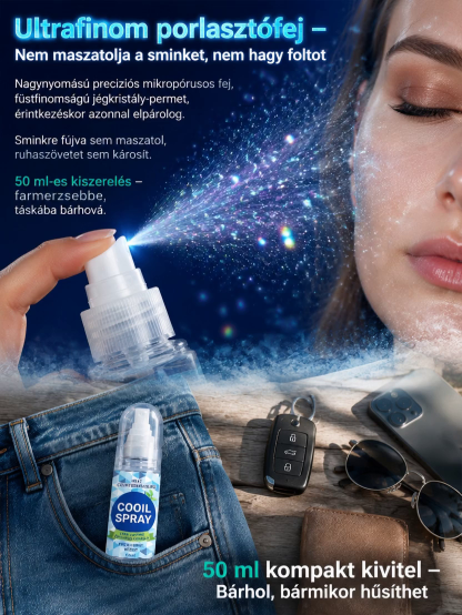 ❄️Tartós frissítő spray| 1 mp alatt -15°C| 3 órás tartós hőpajzs, Természetes menta kivonat, Bőrbarát❄️