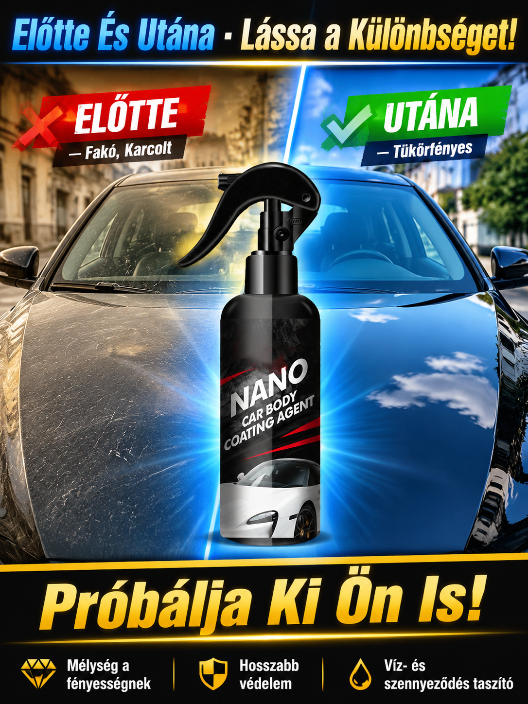 🛡️Erőteljes Megújítás Autó Nano Bevonat| 3 Perc a Tükörfényes Ragyogásért (Limitált Ajánlat)✨