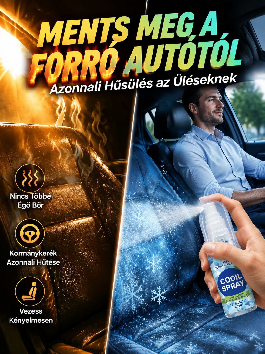 ❄️Tartós frissítő spray| 1 mp alatt -15°C| 3 órás tartós hőpajzs, Természetes menta kivonat, Bőrbarát❄️