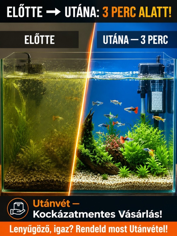 🐟【3 perc tiszta és átlátszó】Akvárium tisztító papír | 365 Nap Vízcsere Nélkül | 10.000x Adszorpció- Kristálytiszta Víz Azonnal 💧