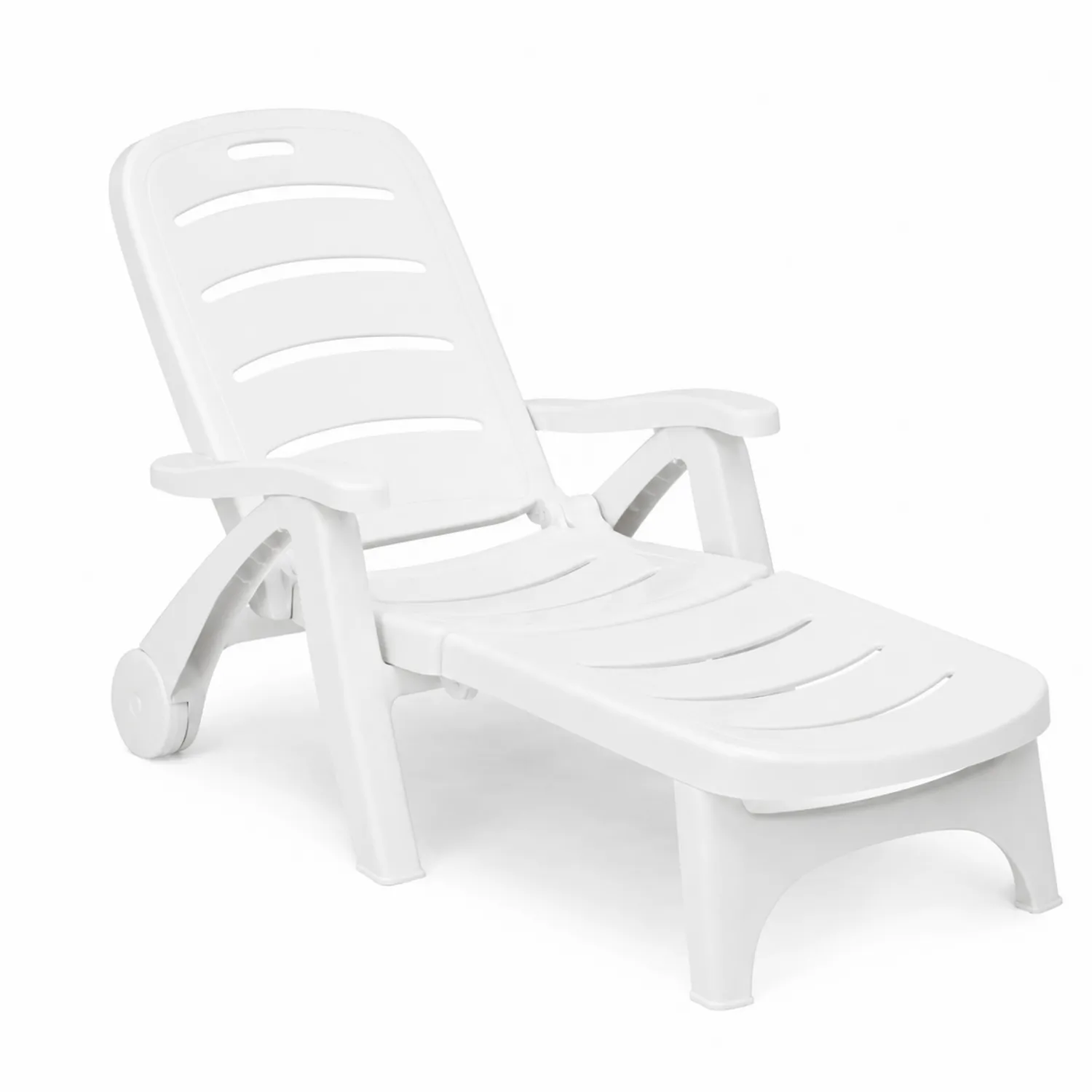 Sdraio in Plastica Bianco Regolabile con Ruote