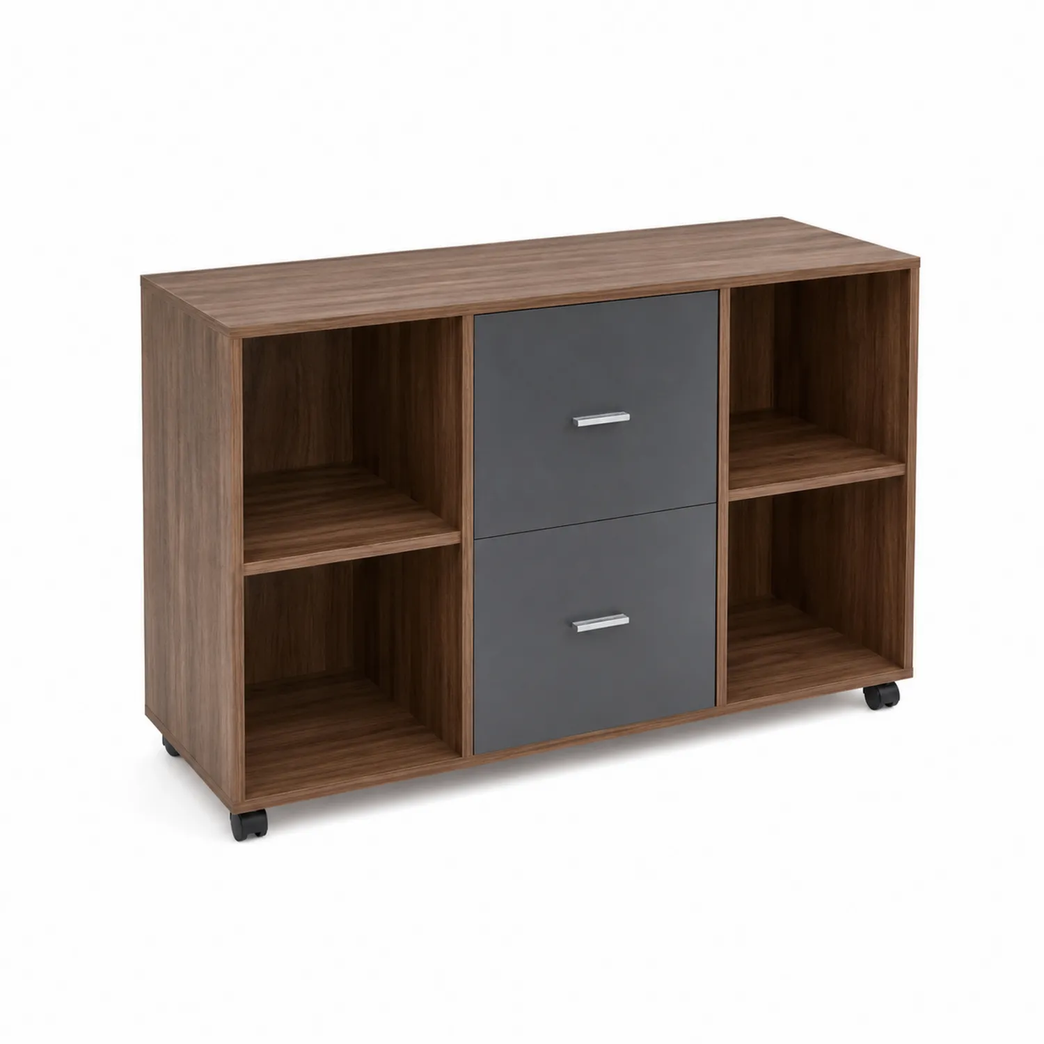 Mobile contenitore in legno con cassetti marrone e grigio