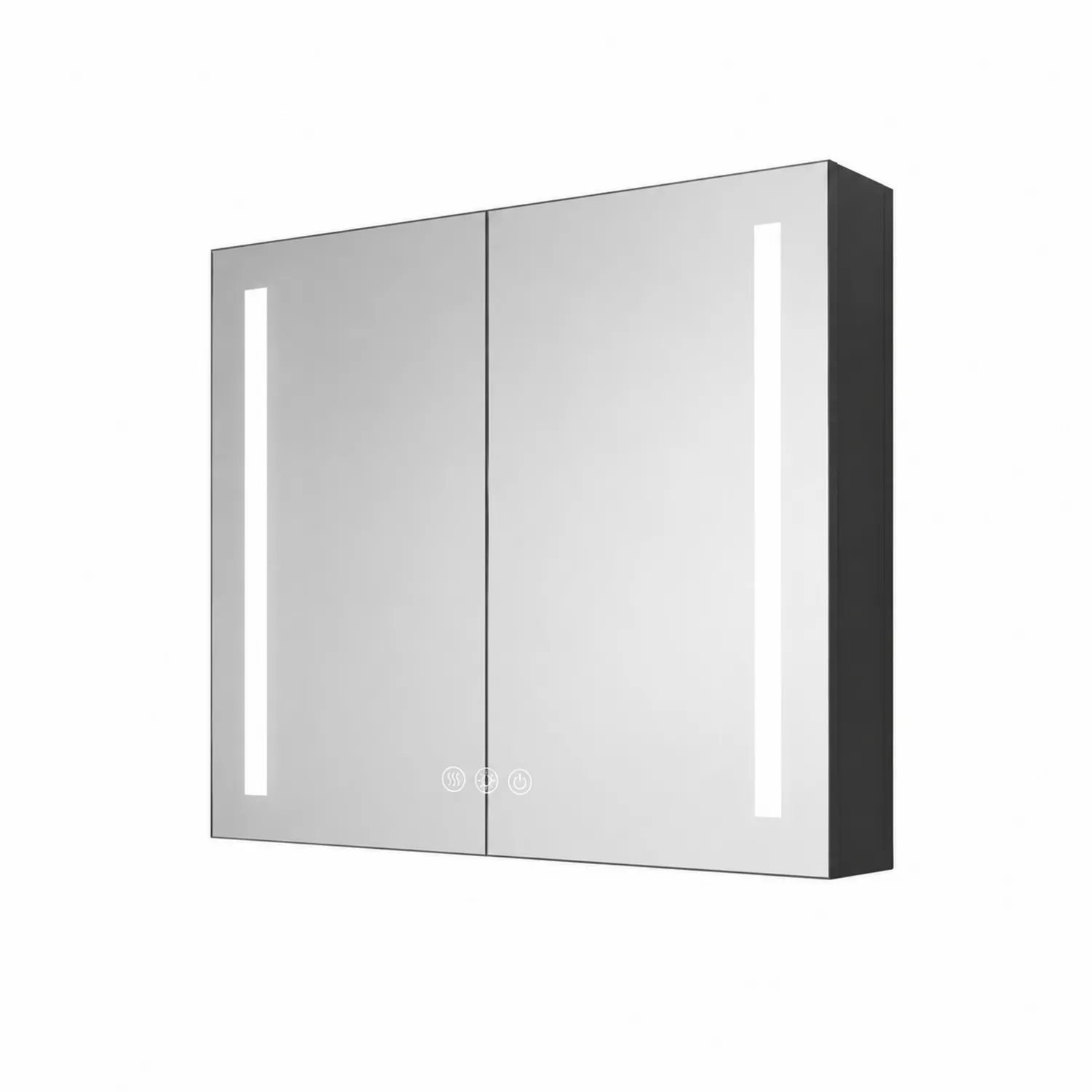 Specchio da Bagno LED con Cornice in Alluminio e Vetro Temperato