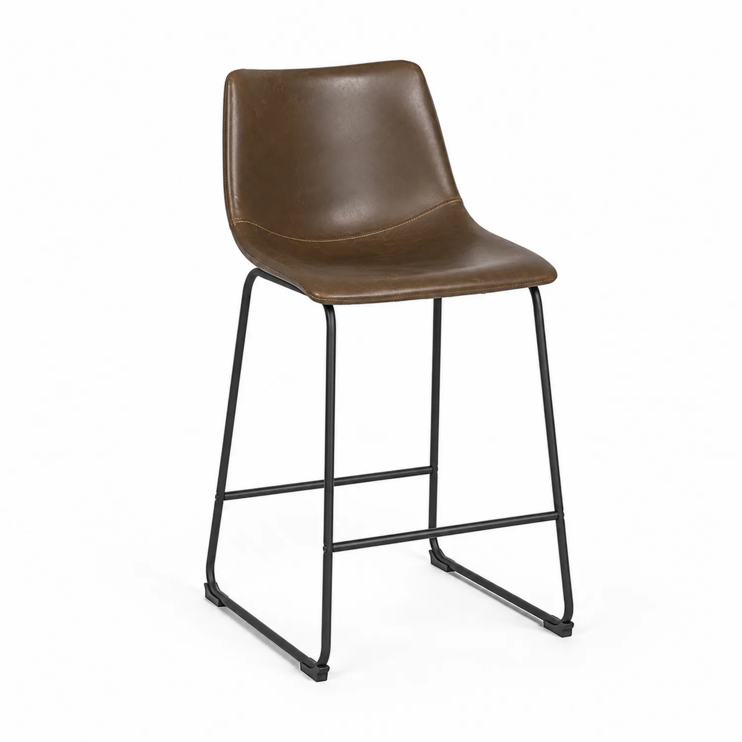 Sedia in pelle sintetica marrone con struttura in metallo