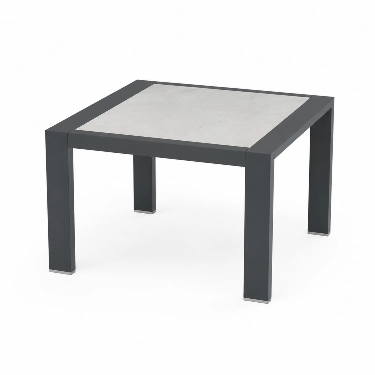 Tavolino da esterno in metallo e pietra quadrato 50x50 cm Grigio/Bianco