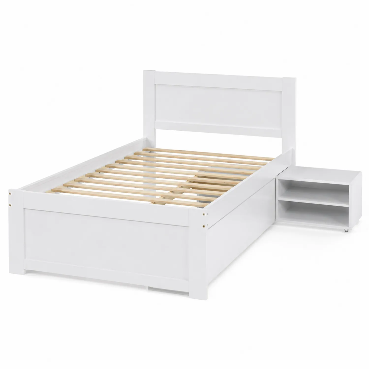 Letto singolo in legno massello con comodino