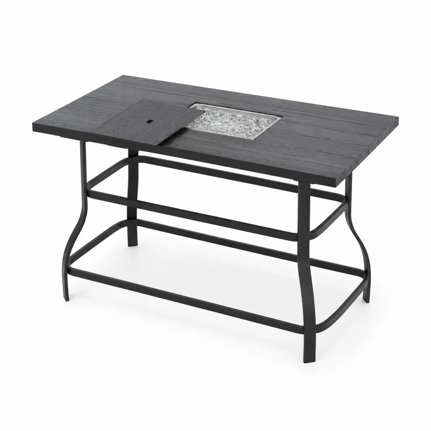 Tavolo in metallo con focolare integrato 150x90 cm Nero