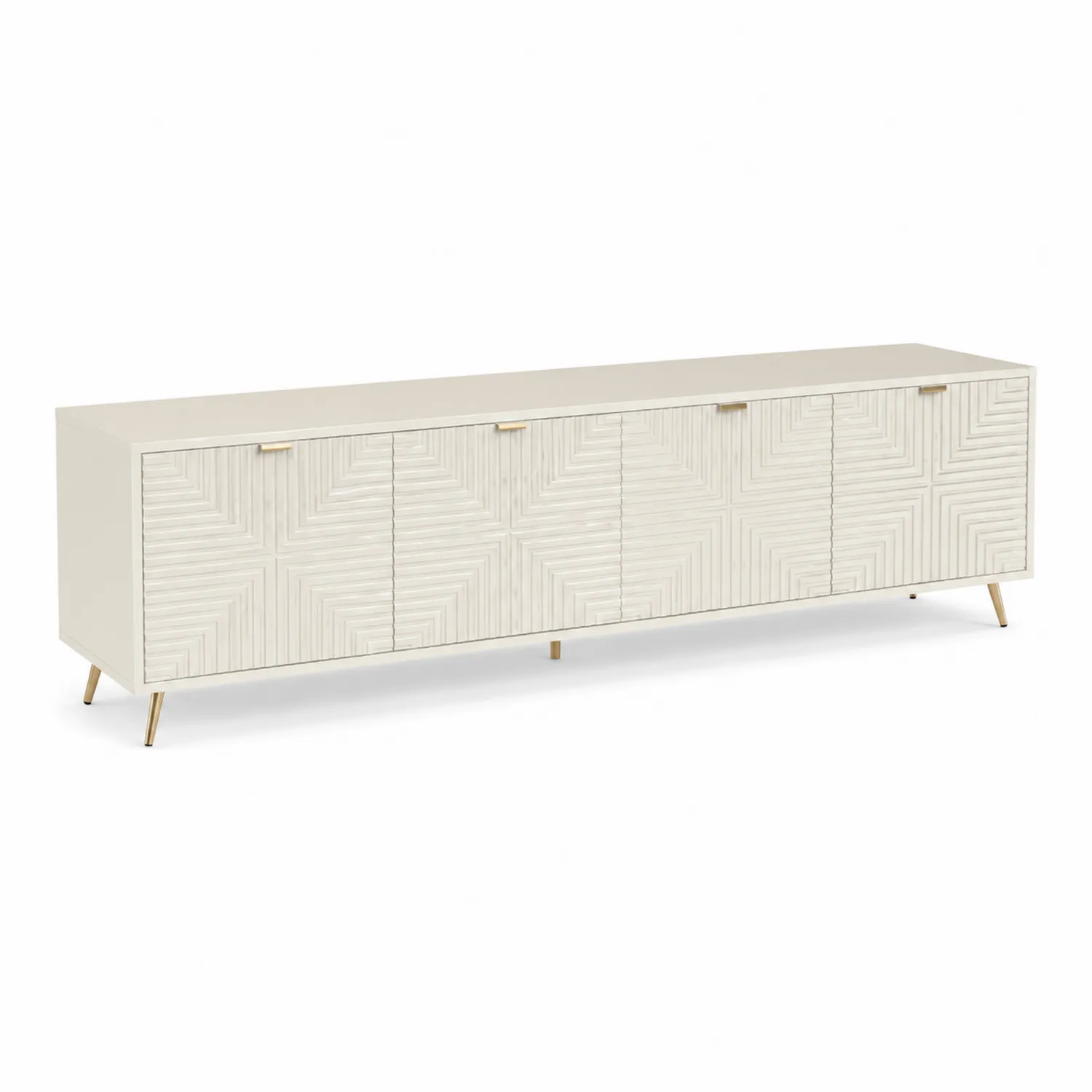 Mobile TV in legno con ante geometriche 240cm Bianco