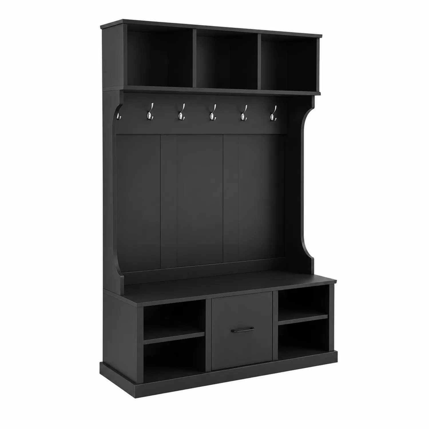 Appendiabiti in legno MDF nero con ganci 200x120x35 cm