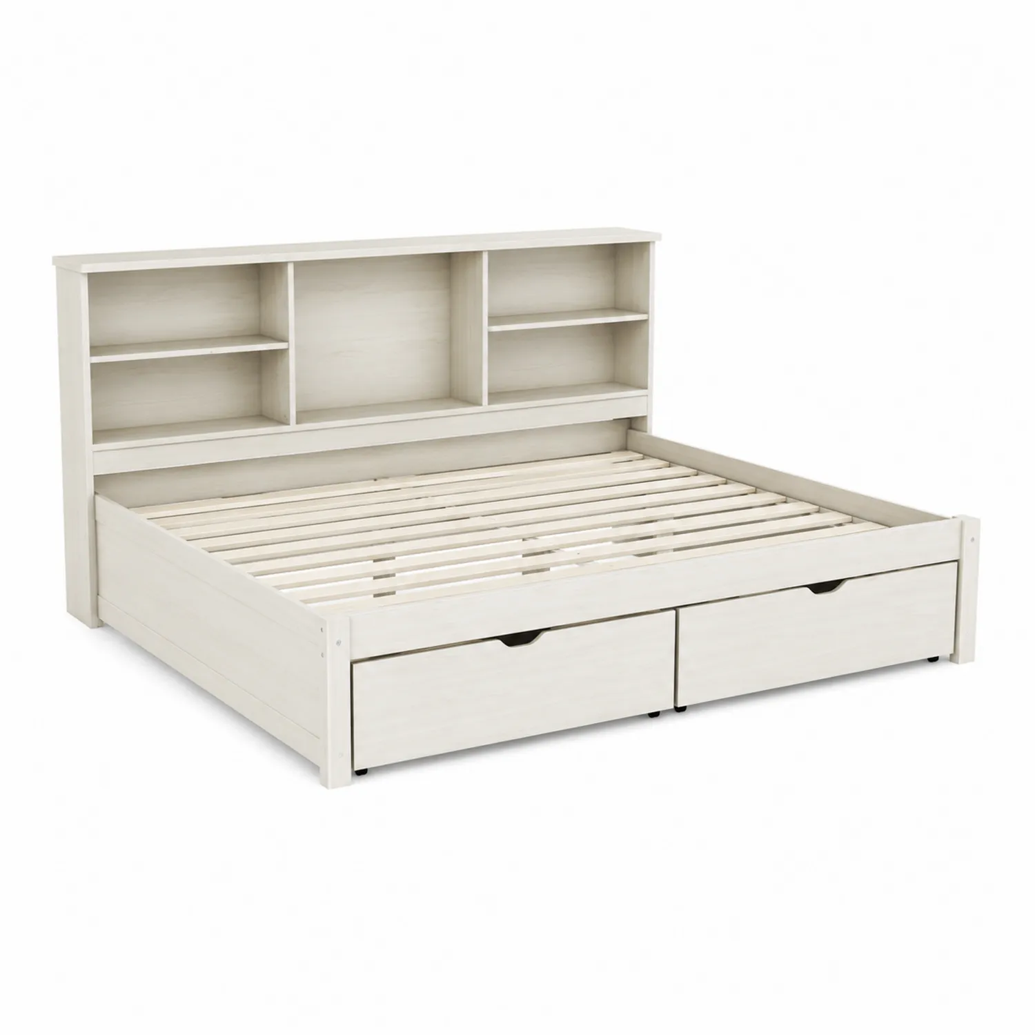 Letto in Legno con Mensole e Cassetti 200x160 cm