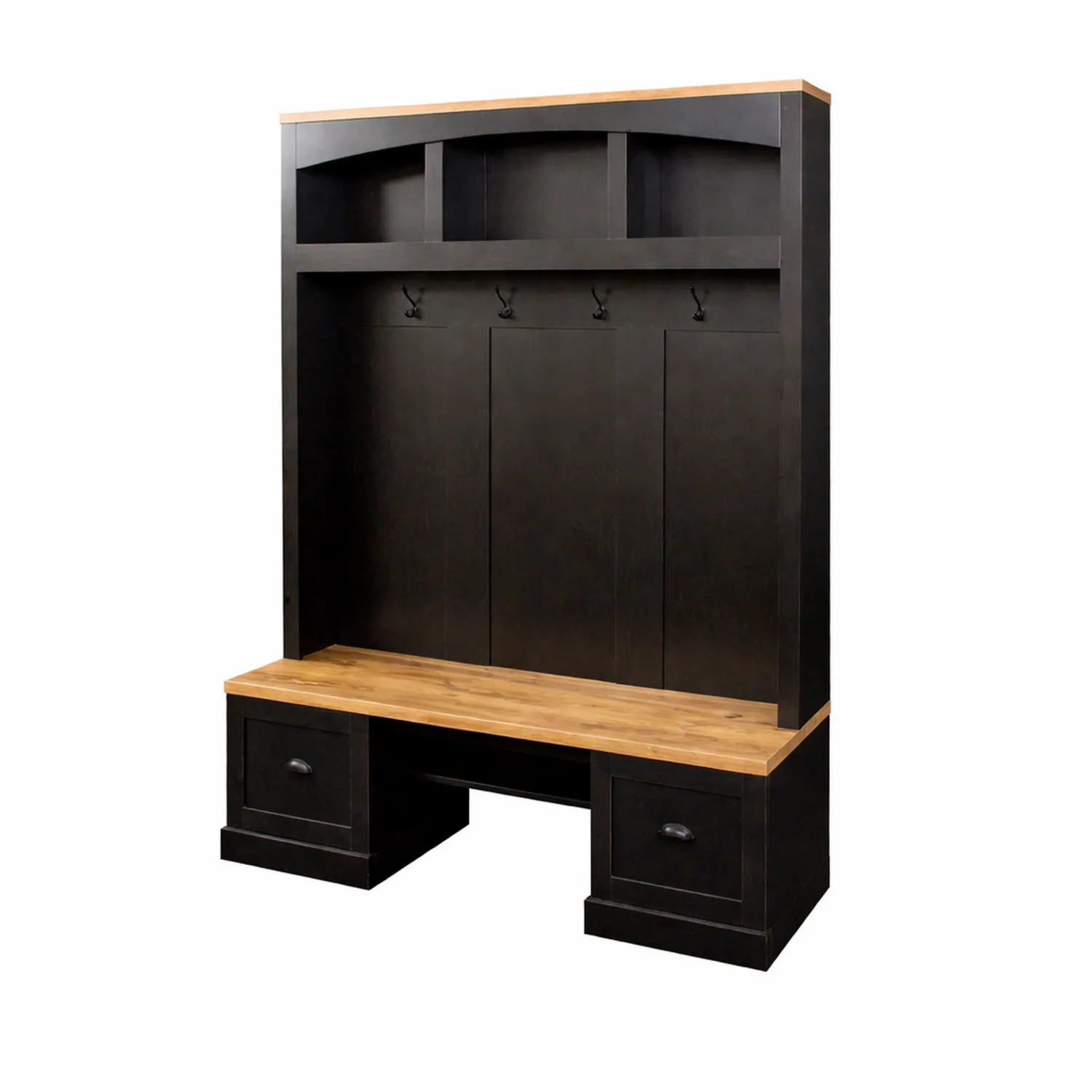 Appendiabiti in Legno MDF e Pino con Panca e Cassetti