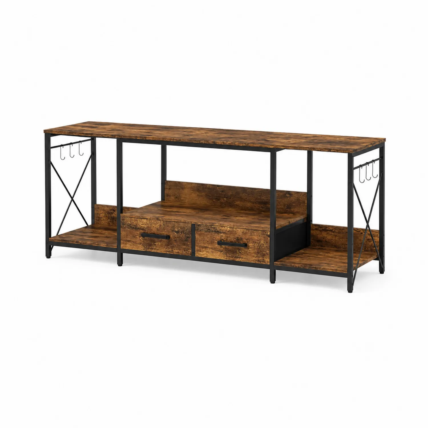 Mobile TV in Legno MDF e Metallo con 2 Cassetti e 2 Mensole