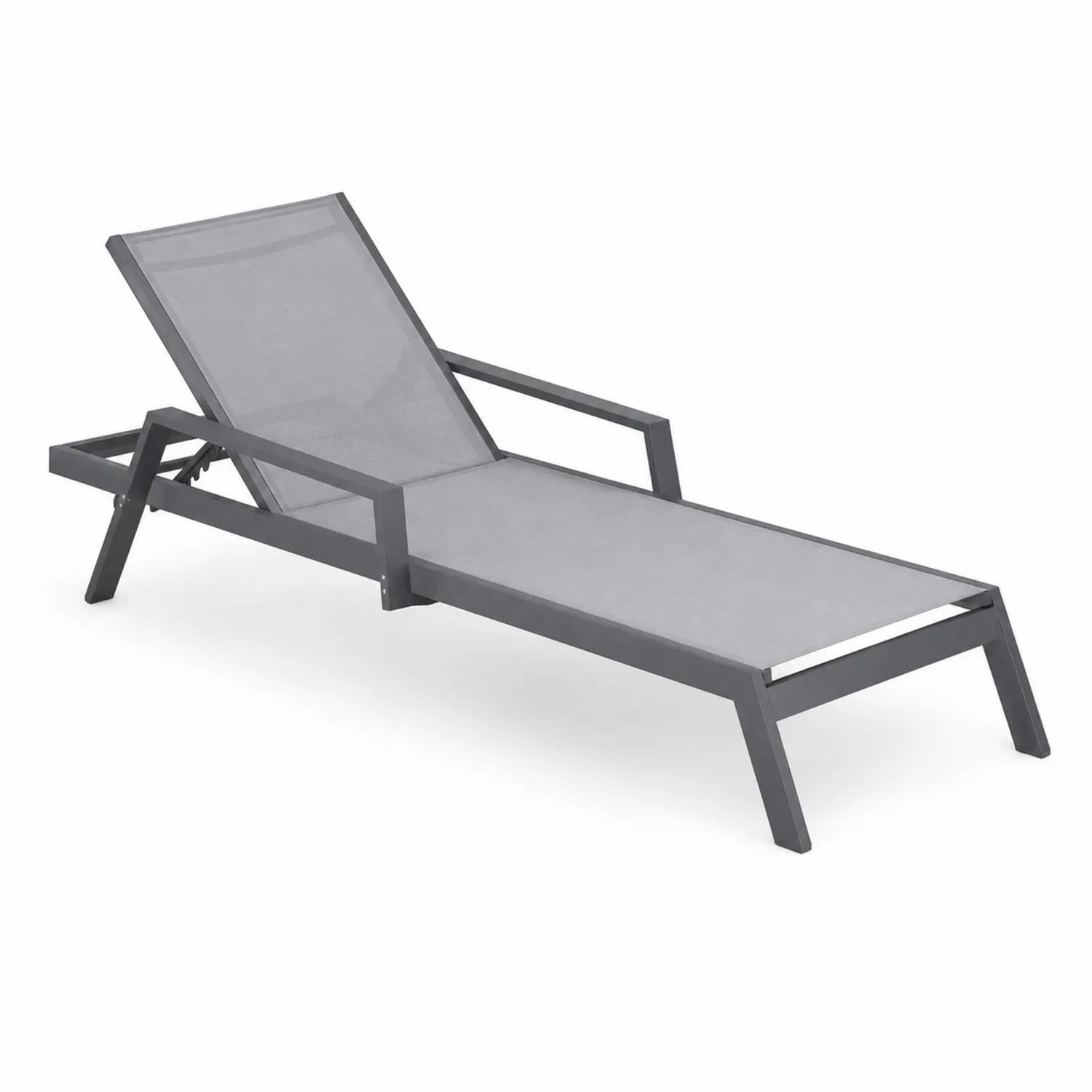 Sdraio Regolabile in Alluminio e Textilene Grigio 200x65x35 cm