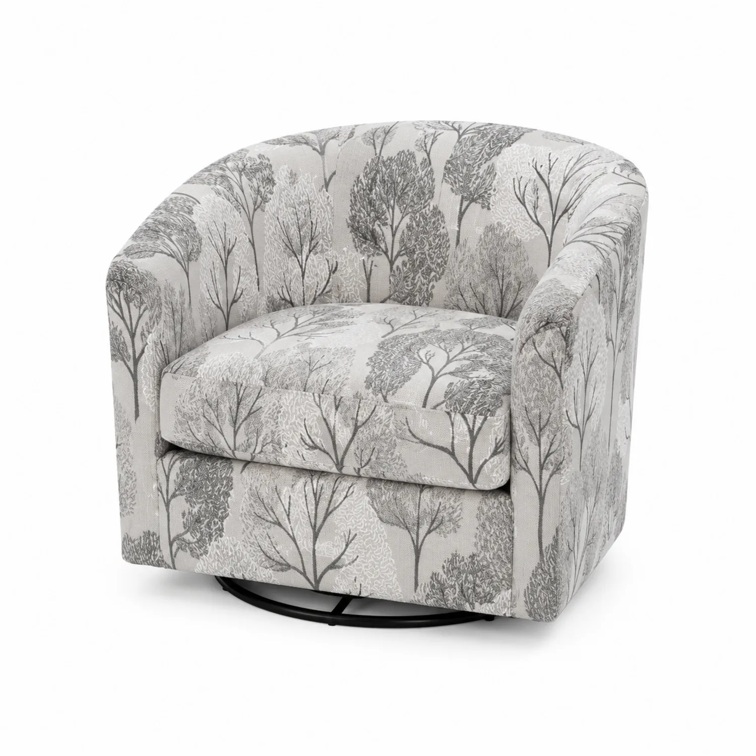 Poltrona girevole in tessuto stampato grigio