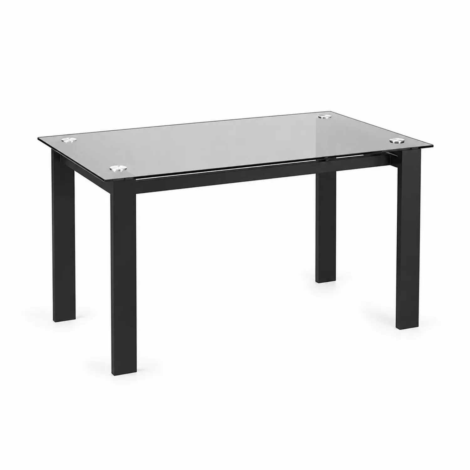 Tavolo rettangolare in vetro temperato e metallo 120x70x75 cm Nero