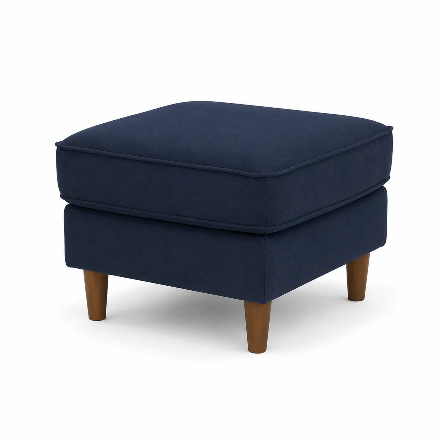 Pouf quadrato in poliestere e legno Blu 60x60x45 cm