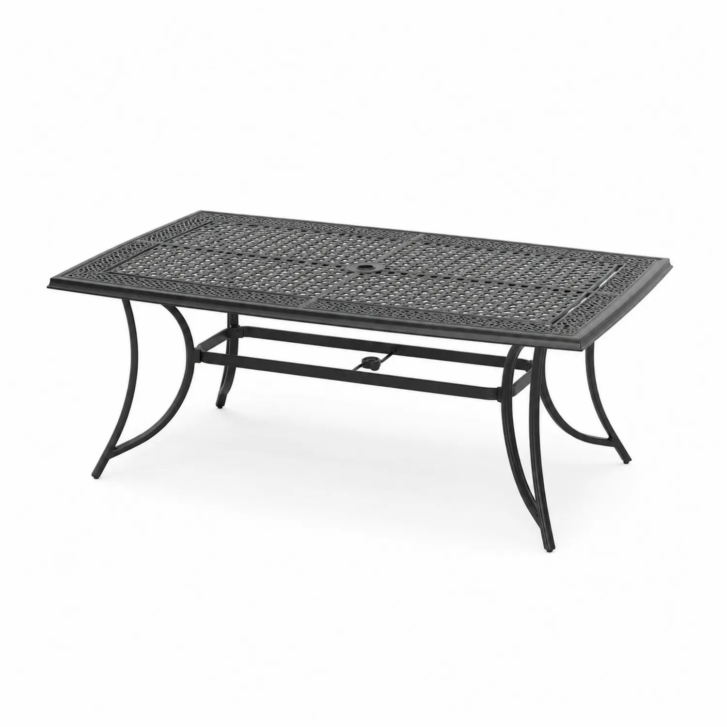Tavolo da giardino rettangolare in metallo nero